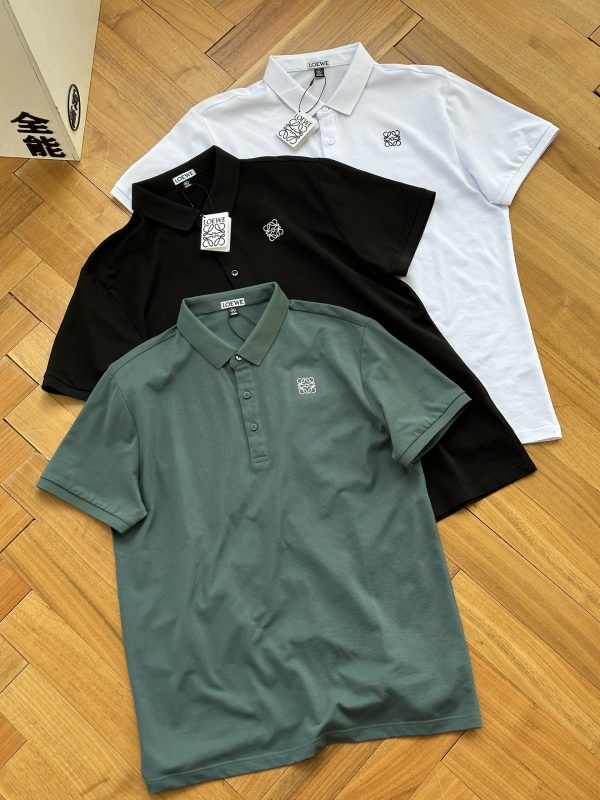 High Quality Loewe Polo Shirt Black Cotton Classic Collection