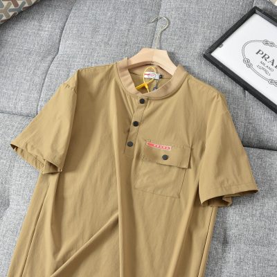 Best Selling Prada Polo Shirt Red Leather Classic Collection