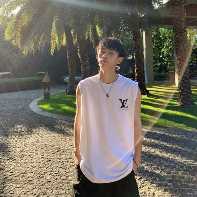 Premium Quality Louis Vuitton Sleeveless Cotton Logo Style