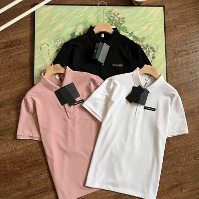 High Quality Prada Polo Shirt Black Cotton Classic Style