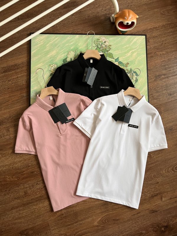 High Quality Prada Polo Shirt Black Cotton Classic Style