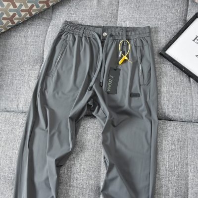 Luxury Zegna Casual Pants Black Silk Casual Style