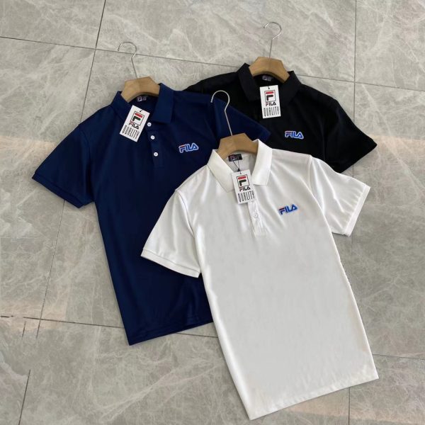 High Quality Fila Short-Sleeved Shirts Black Silk Casual Collection