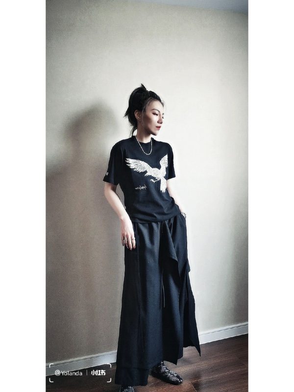 Luxury Yohji Yamamoto Short Sleeves Grey Cotton Print Style