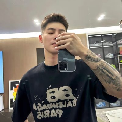 Luxury Balenciaga Short Sleeves Black Logo Luxury
