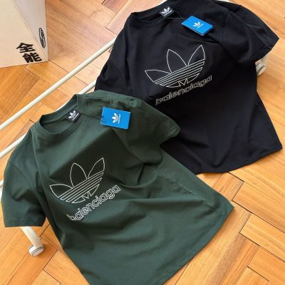 Luxury Balenciaga Short Sleeves Black Embroidered Luxury