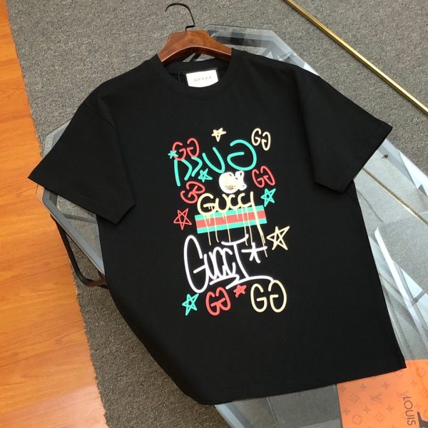 High Quality Gucci Short Sleeves Black Cotton Washed Collection