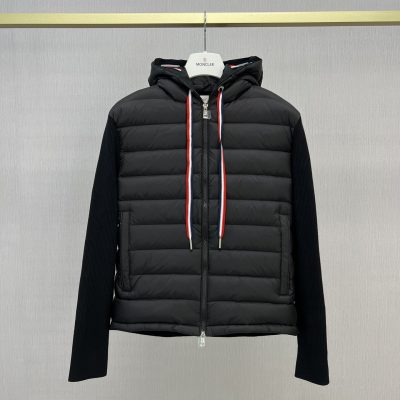 High Quality Moncler Coats Black Wool Patchwork Collection