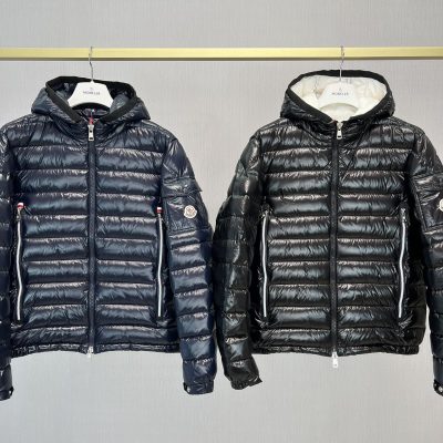 High Quality Moncler Coats Black Checkered Luxury