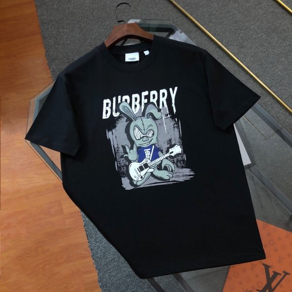 Luxury Burberry Short Sleeves Black Cotton Style