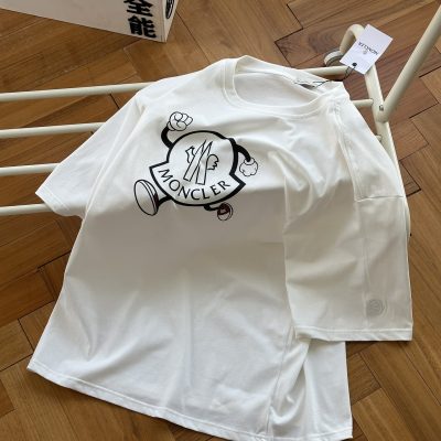 Luxury Moncler Short Sleeves White Logo Luxury
