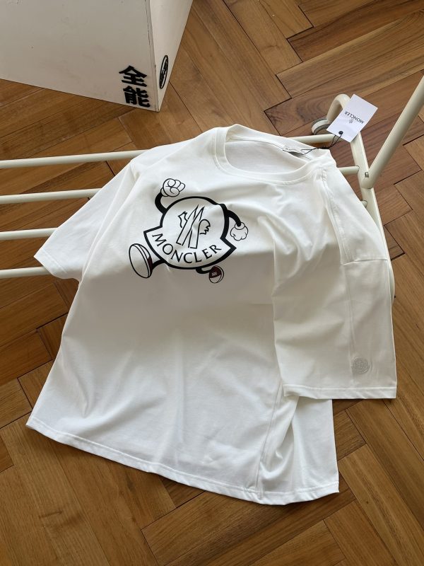 Luxury Moncler Short Sleeves White Logo Luxury