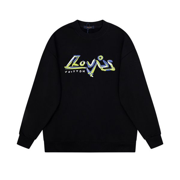 Premium Louis Vuitton Hoodie Black Washed Luxury
