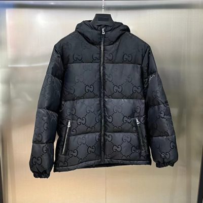 Premium Quality Gucci Down Jackets Black Nylon Logo Style