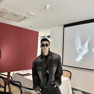 Premium Balenciaga Jackets Gray Denim Gradient Collection