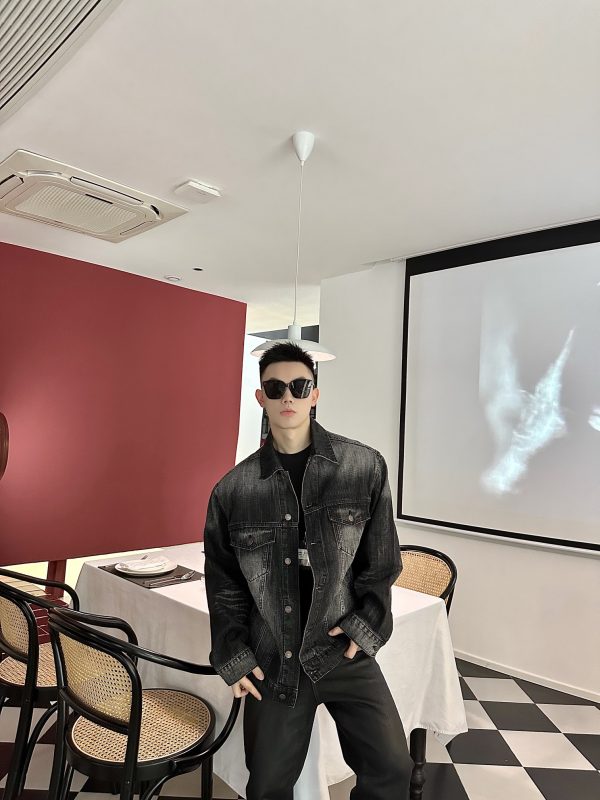 Premium Balenciaga Jackets Gray Denim Gradient Collection
