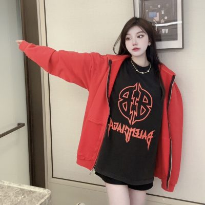 High Quality Balenciaga Short Sleeves Black Cotton Logo Collection