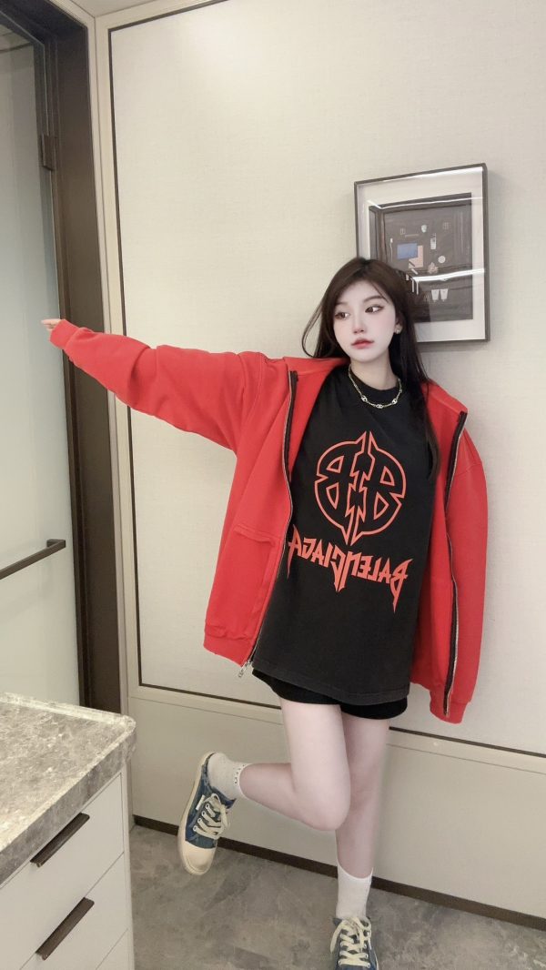 High Quality Balenciaga Short Sleeves Black Cotton Logo Collection