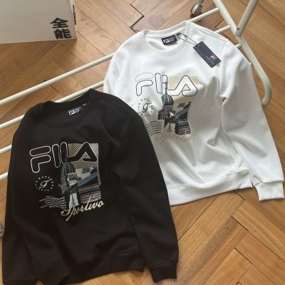 High Quality Fila Sweatshirts Black Cotton Print Collection