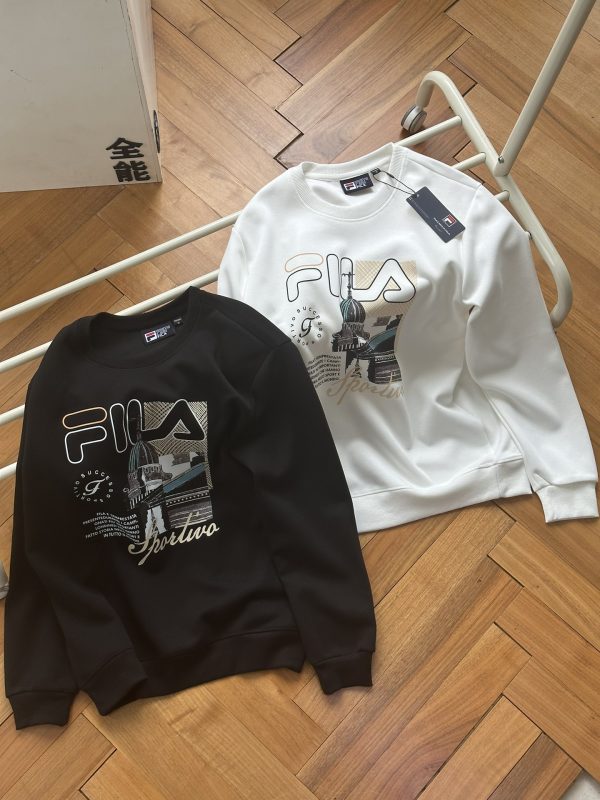 High Quality Fila Sweatshirts Black Cotton Print Collection