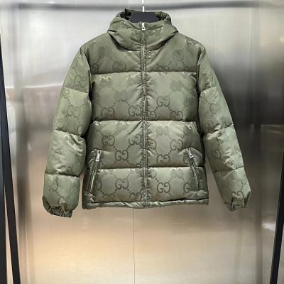 High Quality Gucci Down Jackets Black Nylon Logo Style