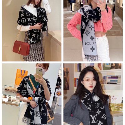Luxury Louis Vuitton Scarf Wool Logo Style