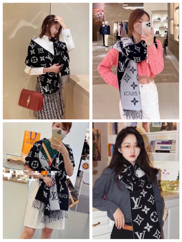 Luxury Louis Vuitton Scarf Wool Logo Style