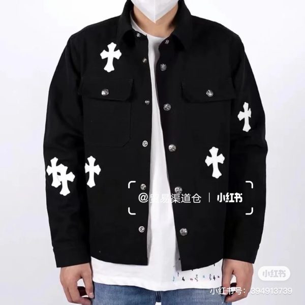 Premium Chrome Hearts Coats Black Denim Breathable Style
