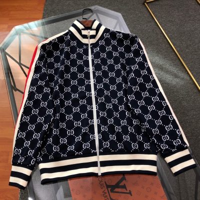 Premium Quality Gucci Jackets Blue Cotton Logo Luxury