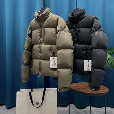Premium Quality Moncler Coats White Leather Striped Style