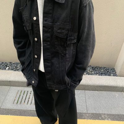 Luxury Margiela Coat Black Denim Style