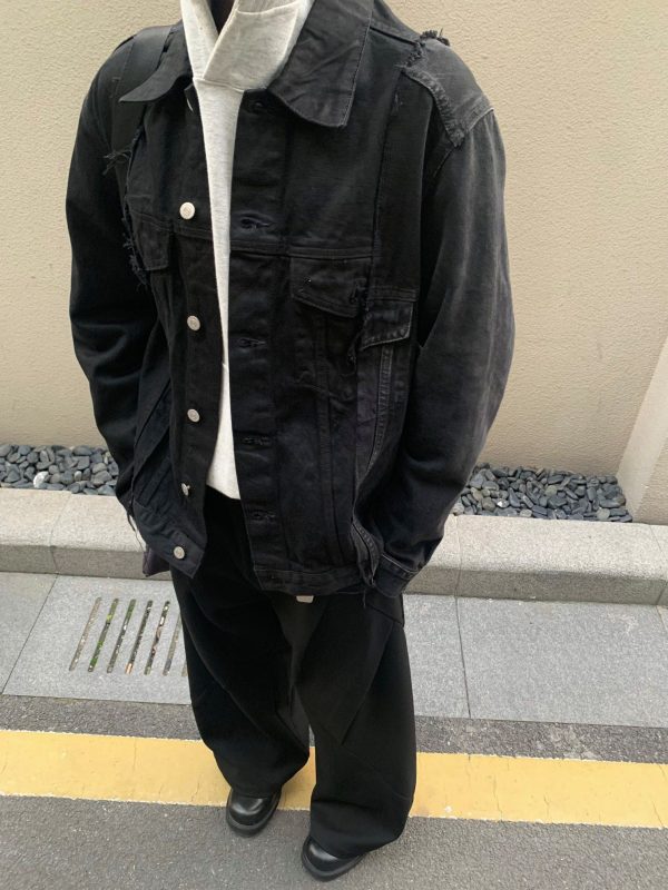 Luxury Margiela Coat Black Denim Style