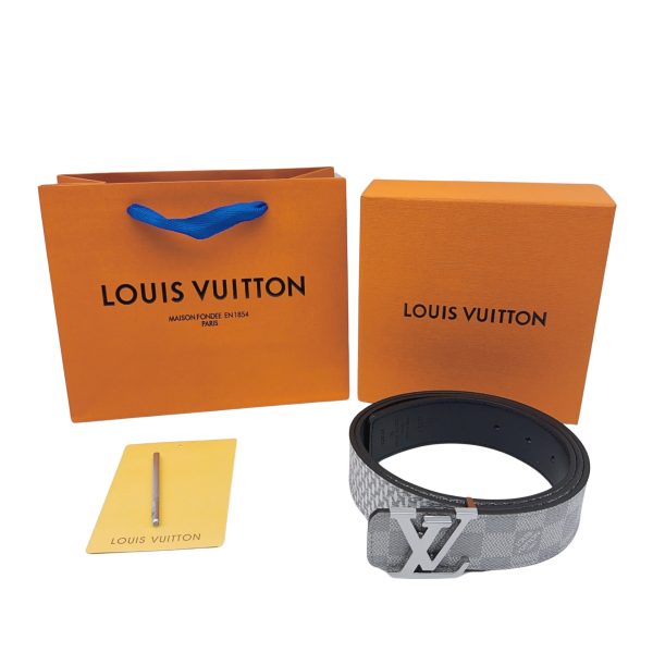High Quality Louis Vuitton Belt Grey Canvas Classic Collection