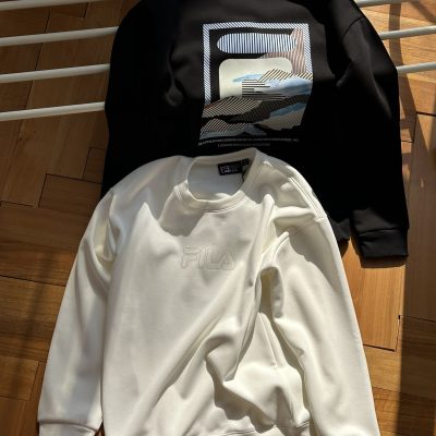 High Quality Fila Sweatshirts Silver Fleece Stripe Style
