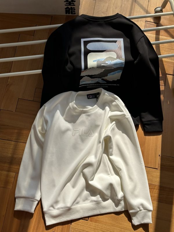 High Quality Fila Sweatshirts Silver Fleece Stripe Style