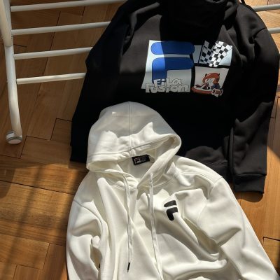 Luxury Fila Sweatshirts Silver Fleece Print Style