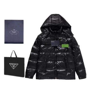 Premium Prada Down Jackets White Logo Collection