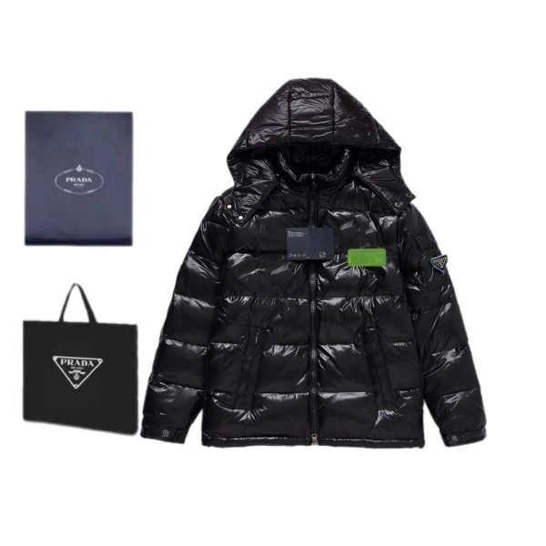 Premium Prada Down Jackets White Logo Collection