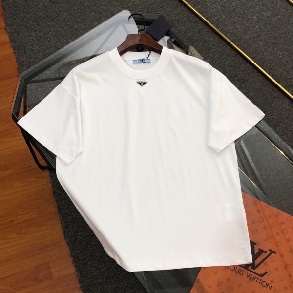Best Selling Prada Short Sleeves Black Cotton Logo Style
