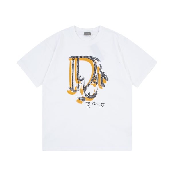 Premium Quality Dior Short Sleeves Yellow Print Luxury