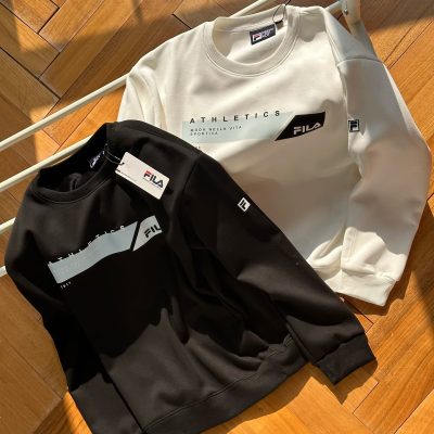 High Quality Fila Sweatshirts Silver Fleece Print Style