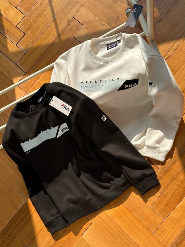 High Quality Fila Sweatshirts Silver Fleece Print Style