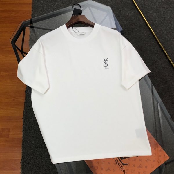 Premium Saint Laurent Short Sleeves Black Cotton Embroidered Luxury