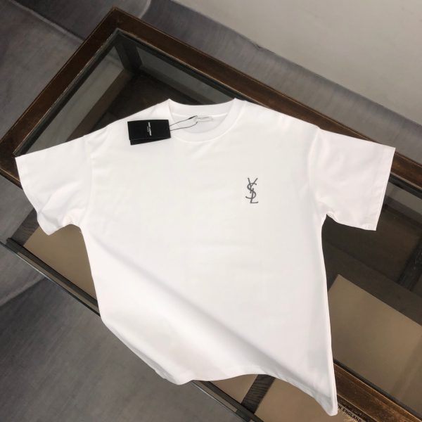 Premium Saint Laurent Short Sleeves Black Cotton Embroidered Style