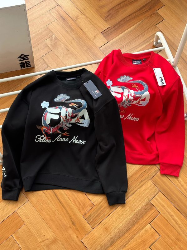 High Quality Fila Sweatshirts Black Cotton Print Style