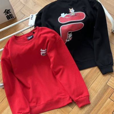 Luxury Fila Sweatshirts Black Cotton Print Style