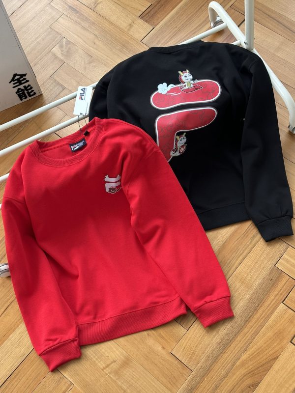 Luxury Fila Sweatshirts Black Cotton Print Style