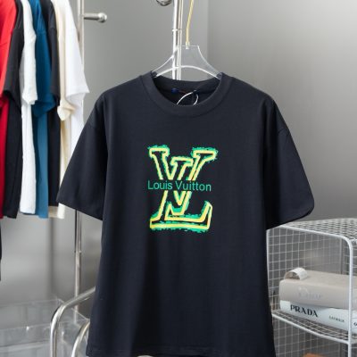 High Quality Louis Vuitton Short Sleeves Black Cotton Classic Style