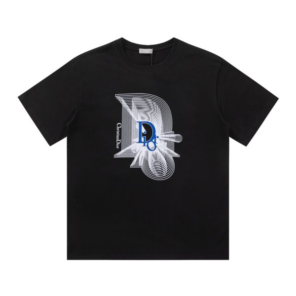 Premium Dior Short Sleeves Black Cotton Print Style