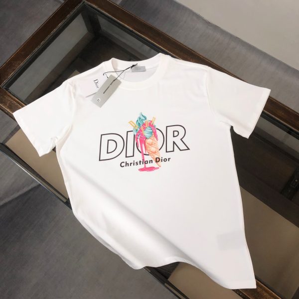 High Quality Dior Short Sleeves Black Cotton Breathable Style